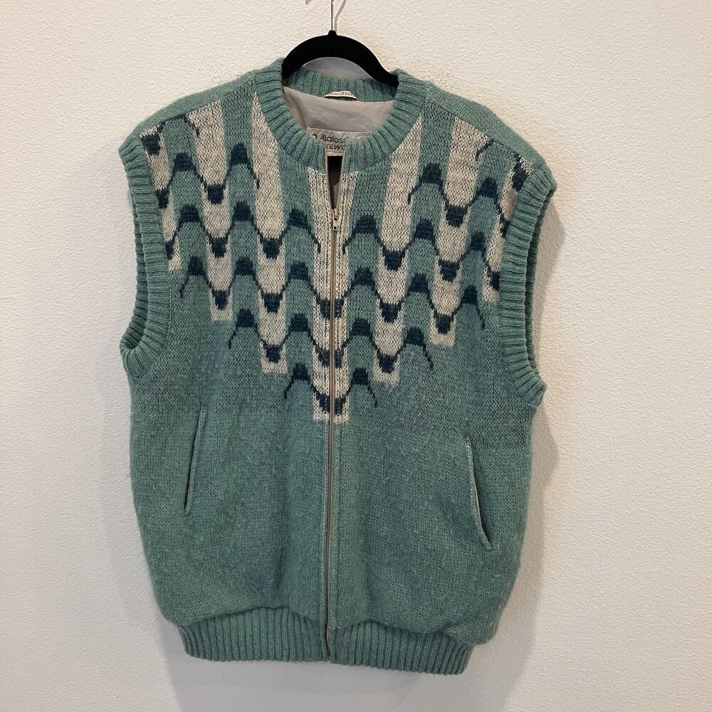 Alafoss Icewool Unisex Sz L Mint Green Vest Wool Iceland Vintage Gorpcore Resort